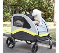 Poussette Pliable pour Chien et Chat - BingoPaw - Avec Roues Rotatives à 360°- 74.5x100.5x113cm