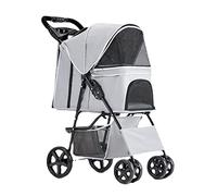 Poussette pliable pour chien et chat de petite et moyenne taille, poussette pliable de qualité supérieure pour chien et chat avec porte-gobelet, landau de voyage léger (gris a)