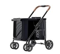 Poussette pliable pour chiens et chats - Portes en maille, roues à mobilité facile, roue avant pivotante, freins à pied arrière pour plus de sécurité, idéale pour les voyages en plein air