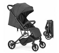 Poussette pliable pour enfant, ceinture de sécurité réglable à 5 points, pliable d'une seule main, grande capote, robuste tous les 4 roues amorties, siège spacieux, panier de courses (noir)