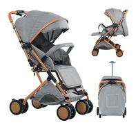 Poussette Pliable,Poussette Canne 0-4 ans,Poussette 2 modes, Assis/Couché à Plat/Pare-soleil réglable/coussin de siège confortable/poignée réglable, L45 cm x L71 cm x H98 cm (Gris)