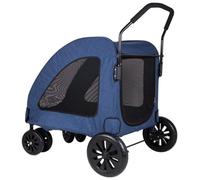 Poussette Pliable Poussette Pliante Pour Chien, Espace Respirant, Tissu Oxford Imperméable, Pour Animaux De Compagnie, 4 Roues Pour Petits Et Moyens Chiens Chats Pour Animal Domestique(Blue)