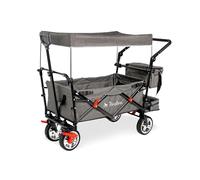 Poussette pliante "AddPlus" avec frein, gris chiné, Charge maximale 80 kg, Homologuée pour le transport d'enfants, Toit solaire inclus, Rallonge de la surface de chargement relevable et amovible