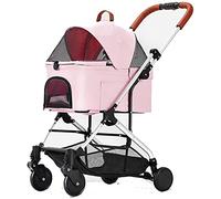 Poussette pliante de luxe pour animaux de compagnie, chariot de voyage pour chien/chat, sac de transport 2 en 1 + poussette avec panier de rangement pour chariot de voyage pour chien et chat (noir)