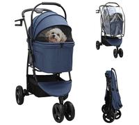 vidaXL Poussette pour animaux pliante réglable 3 roues Gris 78 x 54 x 101 cm