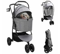 vidaXL Poussette pour animaux pliante réglable 3 roues Gris 78 x 54 x 101 cm