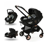 Poussette Portable 3 en 1 pour Bébé, mir de Couchage pour Nouveau-Né, Siège Auto Multifonction pour Enfant, Luxe, Pliable Off white