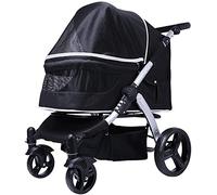 Poussette portable pour animaux de compagnie, chariots pour gros chiens, luxe, paysage élevé, chien géant, pliable, poids 35kg (noir) (noir)