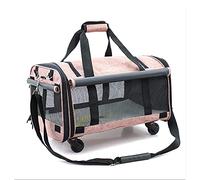 Poussette portable pour animaux domestiques de taille moyenne, fenêtres en maille,Poussette pouvant accueillir deux animaux de compagnie pesant moins de 15 kg en même temps(gris)