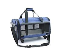 Poussette portable pour animaux domestiques de taille moyenne, fenêtres en maille,Poussette pouvant accueillir deux animaux de compagnie pesant moins de 15 kg en même temps (bleu)