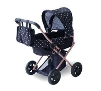 Teamson Kids Poussette pour poupée 2-en-1 Noir, nacelle amovible, capote réglable, 56×37×64 cm