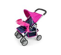 Milly Mally Poussette pour poupées Kate – Pliante, canopy, roues en mousse, sangles Prestige – Navy