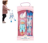Poussette Poupon Jouet Fille - Durable Functional Modern Set de Pliable Nourrisson, Lightweight, 25 cm Réaliste Jeu, d Imitation pour Enfant | Multipurpose Outdoor Indoor Utility Stylish