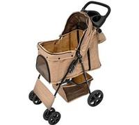 Poussette pour Animal de Compagnie - Beige - Chien - Extérieur - 15 kg max - Cadre en acier robuste