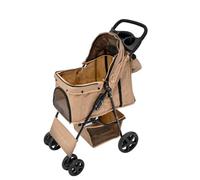 Poussette pour Animal de Compagnie - Beige - Chien - Extérieur - 15 kg max - Cadre en acier robuste