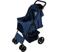 MonsterShop Poussette pour animal de compagnie pliable 15kg caddy détachable canopée Bleu marine