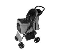 Poussette pour animaux de compagnie, gris tissé, porteur, poussette de voyage pliable, protection contre la pluie pour chiens