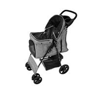 Poussette pour Animal de Compagnie - Gris - Extérieur - Cadre en acier - Confort ultime - Jusqu'à 15 kg
