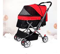 Poussette pour animal de compagnie, poussette à 4 roues pour chien/chat/animal de compagnie, poignée réversible, résistante aux chocs, durable, direction réglable, pliable en un clic, installation