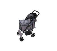 Poussette pour Animal de Compagnie - Tartan Bleu - Extérieur - Cadre en acier - Confort optimal - Jusqu'à 15 kg