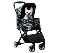 Poussette pour animal domestique avec 4 roues et rangement pour une charge maximale de 20 kg. L'animal peut facilement entrer et sortir du chien (noir) (Noir)
