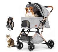 Poussette pour animal domestique avec 4 roues, gris