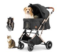 Poussette pour animal domestique avec 4 roues, noir