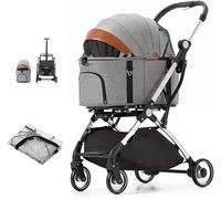 Poussette pour animal domestique/chien/chat, poussettes pour petits chiens moyens/2 chats, chariot de transport pour animaux domestiques, landau pour chien, support en aluminium, chariot de voyage a