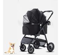 Poussette Pour Animaux De Compagnie 4 Roues Chat Chien Poussette Porte-Animaux Chariot De Promenade Pliable Chien Poussette Avec Doublure Amovible Chariot Pour Chien De Compagnie,Noir