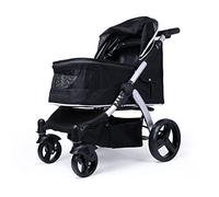 Poussette pour animaux de compagnie 4 tours, grand chariot de promenade pour chien et chat avec panier de rangement, pliable et léger, chariot de jogging pour promenade en plein air, max. 77 LBS (gr