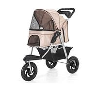 Poussette pour animaux de compagnie, chariot de promenade pour chiens de taille moyenne et petite, chats, transport pliable à 3 roues avec panier de rangement, chariot léger pour chien, max. 55 LBS