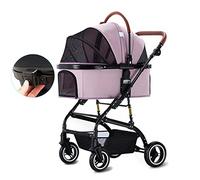 Poussette pour animaux de compagnie chien chat 3-en-1 chariot de promenade pliable siège de voiture de transport amovible et poussette avec entrée par bouton-poussoir pour animaux de petite et moyen