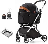 Poussette pour animaux de compagnie/chien/chat Poussettes pour animaux de compagnie pour petits chiens moyens/2 chats Chariot de transport pour animaux de compagnie Landaus pour chiens Support en al