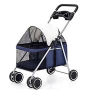 Poussette pour animaux de compagnie, entrée sans fermeture éclair, pneus sans air, pliage facile d'une seule main, porte-gobelet, poussette robuste pour animaux de compagnie pour les promenades