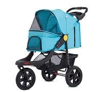 Poussette pour animaux de compagnie pour chats/chiens, chariot pour chien ou chariot pour animaux de compagnie, facile à plier d'une seule main avec double porte-gobelet et panier de rangement pour