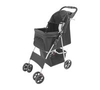 Poussette pour animaux de compagnie pour chiens de petite et moyenne taille, 4 roues, avec panier de rangement et roues amortissantes, pliable, avec porte-gobelet et sangles de sécurité