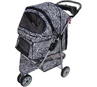 Poussette pour animaux de compagnie pour chiens de taille moyenne Poussette de voyage pliable unique pour chat et chien - Chariot de transport pour chiot et chien - Cadre en tube d'acier facile à pl