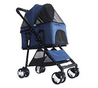Poussette pour animaux de compagnie pour chiens de taille moyenne, poussettes pour animaux de compagnie à 4 roues de qualité supérieure pour petits chiens/chats, landau pour chien multidirectionnel