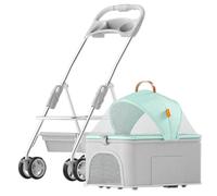 Poussette pour Animaux de Compagnie pour Chiens et Chats de Taille Moyenne et Petite Poussette de Voyage Multifonction 3 en 1 pour Animaux de Compagnie avec Support Amovible,Blue