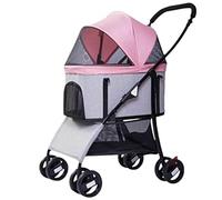 Poussette pour Animaux de Compagnie pour Petits Chiens Moyens Chats, Cage pour Chien Chat, Poussette Multifonction 3 en 1, Poussette Pliante de Voyage avec Transporteur Amovible,Pink