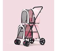 Poussette pour animaux de compagnie, poussette double à 4 roues pour chiens et chats, idéale pour les voyages jumeaux ou multiples, poussette pour chat/chien de qualité supérieure, tissu Oxford (gri