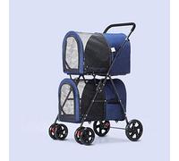 Poussette pour animaux de compagnie, poussette double à 4 roues pour chiens et chats, idéale pour les voyages jumeaux ou multiples, poussette pour chat/chien de qualité supérieure, tissu Oxford (ble