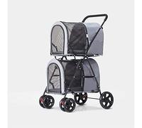 Poussette pour animaux de compagnie, poussette double à 4 roues pour chiens et chats, idéale pour les voyages jumeaux ou multiples, poussette pour chat/chien de qualité supérieure, tissu Oxford (gri