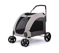 Poussette pour animaux de compagnie Poussette pour chien de grande taille Poussette pour 2 chiens Poussette pour animaux respirante avec 4 roues et espace de rangement L'animal peut facilement entre