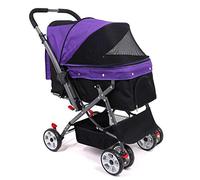 Poussette pour animaux de compagnie Poussette pour chiens de taille moyenne/petite Poussette pour animaux de compagnie à 4 roues Poussette pour chat/chien Landau pliable léger pour chiot jusqu'à 25