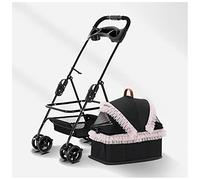 Poussette pour animaux de compagnie Poussettes pour chiens améliorées pour chiens de petite et moyenne taille Poussette légère pour chats avec dentelle Pliable et amovible Poussettes pour animaux de