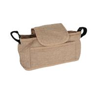 Poussette pour animaux de compagnie, tissu beige, chariot de voyage pliable, capacité de 15 kg, 4 roues, freins, crochet de sécurité pour chiens et chats, coussin de laisse, auvent, fenêtres.