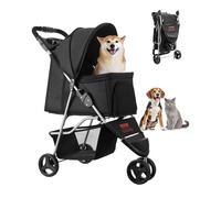 Poussette pour animaux VEVOR 16 kg Chariot pliable 3 roues avec fenêtre en maille