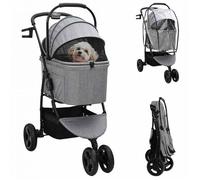 vidaXL Poussette pour animaux pliante réglable 3 roues Gris 78 x 54 x 101 cm