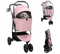 Vidaxl Poussette Pliante Pour Animaux Réglable Rose 78 X 54 X 101 Cm